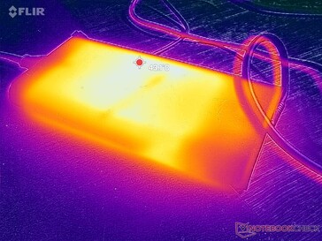 L'adattatore CA raggiunge oltre 43 C quando si utilizzano carichi impegnativi