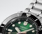 Primo piano del Seiko Marinemaster HBF003J1 che mostra il suo quadrante verde con finitura soleil,