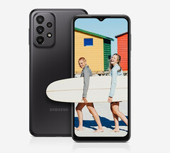 Il Samsung Galaxy A23 5G in una delle tre varianti di colore. (Fonte: Samsung)