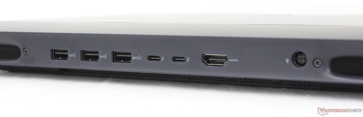 Posteriore: 3x USB-A 3.2 Gen. 1 (5 Gbps), 2x USB-C Thunderbolt 5 con DisplayPort 2.1 + Power Delivery, HDMI 2.1, adattatore CA