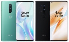 I modelli OnePlus 8 e OnePlus 8 Pro hanno una un punch-hole per la fotocamera frontale verso il lato sinistro. (Fonte immagine: OnePlus - modificato)