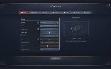 Menu di visualizzazione con selezione della risoluzione