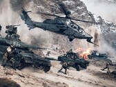 Battlefield 6, con una schermata che mostra veicoli dell'esercito e figuranti armati, si preannuncia come un forte ritorno per la serie di giochi. (Fonte immagine: DICE) 