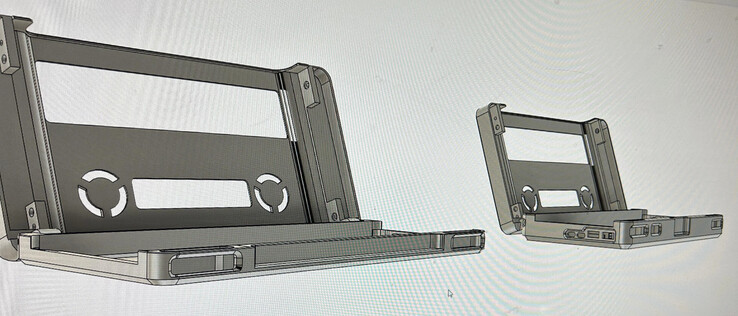 Rendering CAD delle due soluzioni docking di Lenovo Legion Go. (Fonte immagine: u/MysteriousAlarm897)