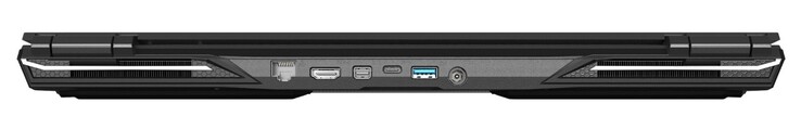 Lato Posteriore: RJ45 LAN, HDMI 2.0, Mini DisplayPort 1.4, USB Type-C 3.1 Gen2 (DisplayPort), USB Type-A 3.0, Alimentatore