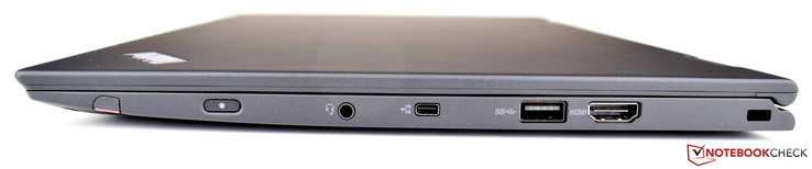Lato Destro: Active Pen, Alimentazione, 3.5 mm audio, Mini-RJ45, USB 3.0, HDMI, Kensington Lock