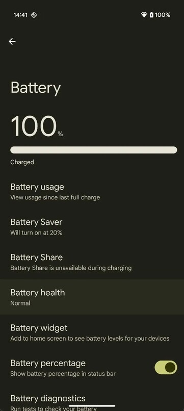 La funzione Battery Health mostra agli utenti lo stato della loro batteria rispetto a una nuova batteria standard. (Fonte: Android Authority)