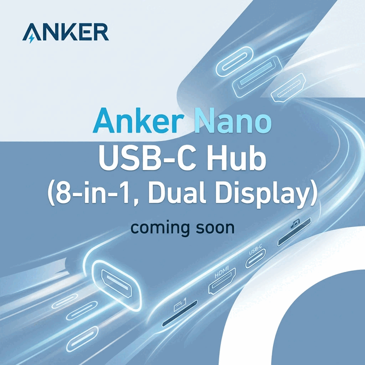 Un'immagine teaser per l'hub Anker Nano USB-C (8-in-1, doppio display)