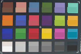 Colori ColorChecker. La metà inferiore di ogni quadrato rappresenta il colore originale.