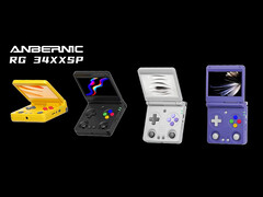 Anbernic offrirà l'RG34XX SP in quattro opzioni di colore, nessuna delle quali con finiture traslucide. (Fonte: Anbernic)