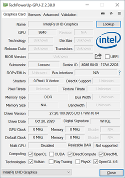 GPU-Z Intel UHD Graphics G7 (Lakefield GT2)