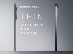 Honor ha già anticipato che il Magic V5 sarà più sottile del Magic V3, raffigurato a sinistra. (Fonte immagine: Honor - modificato)
