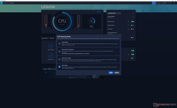 Modalità GPU Vantage. La modifica di queste impostazioni richiede il riavvio