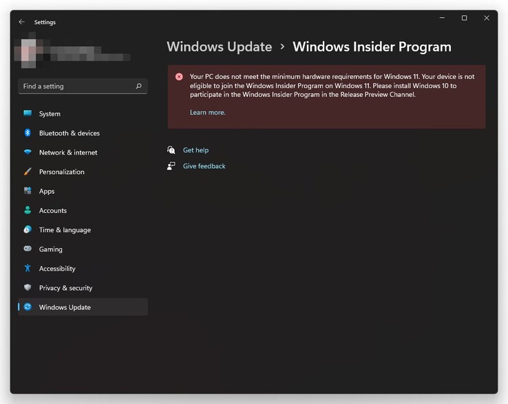 Il programma Insider Preview di Windows 11 non è più aperto ad alcuni dispositivi non supportati. (Fonte immagine: @BetaWiki)