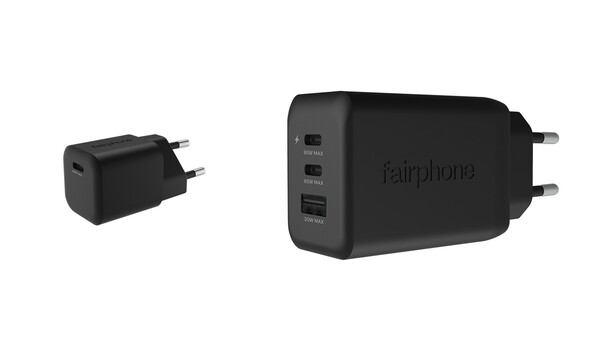 I caricabatterie Fairphone USB-C sono disponibili nelle varianti a porta singola e a tripla porta. (Fonte: Fairphone)