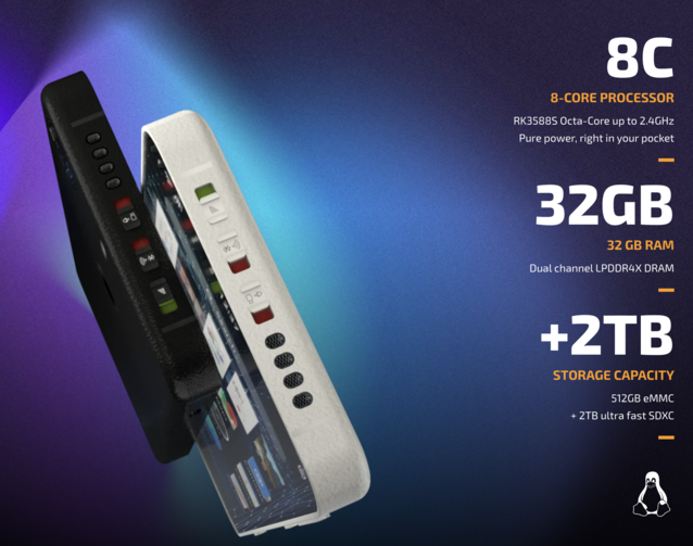 Il NEXX è dotato di interruttori hardware per le radio e le porte USB, ma è improbabile che la CPU possa competere con gli smartphone moderni (Fonte: Liberux)