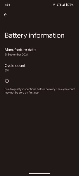 La nuova pagina di informazioni sulla batteria dei telefoni Pixel mostra il conteggio dei cicli di carica