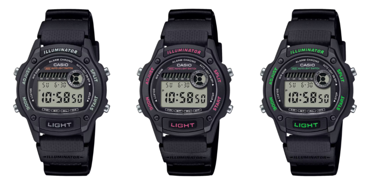 Da sinistra a destra: Casio W220H-1AV, W220H-1A2V e W220H-1A3V. (Fonte: Casio)
