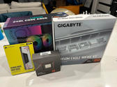 Un'immagine che mostra a Redditor il kit di memoria Corsair 32 GB DDR5, la CPU AMD Ryzen 5 7600X, la scheda madre Gigabyte B850M Eagle e il Cooler Master 240L AIO
