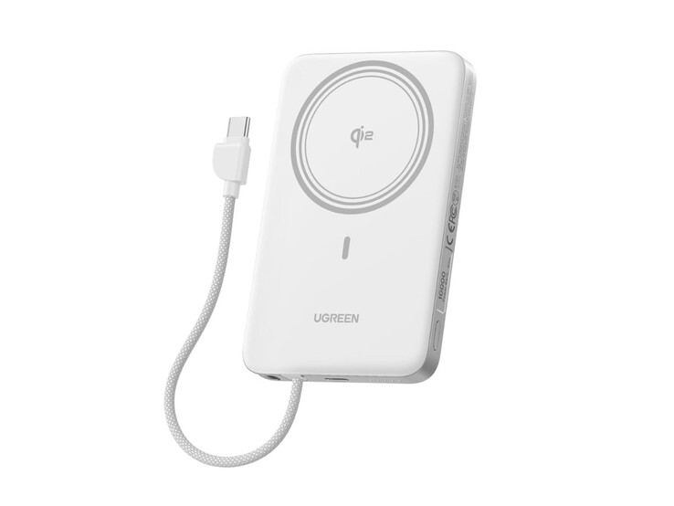 La Banca di energia magnetica ultrasottile Ugreen MagFlow Air Qi2 in bianco