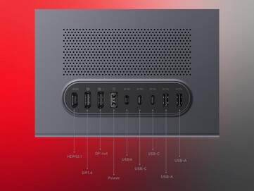 Viene mostrata la connettività del monitor OLED 4K Lenovo Yoga Pro 27UD-10 (fonte immagine: Lenovo PR)