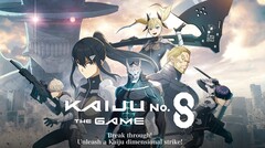 La key visual di Kaiju No. 8: The Game mostra i personaggi principali, tra cui Kafka Hibino e Mina Ashiro (Fonte: Sito ufficiale di Kaiju No. 8)