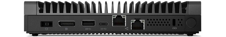 Lato Posteriore: DC in, DisplayPoty, USB 3.1 Gen 2 Type-A, USB 3.1 Gen 2 Type-C (w/ display support e alimentazione), 2x Ethernet, Kensington lock