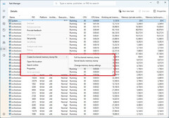 Task Manager consente ora la creazione di dump live della memoria del kernel dal processo System. (Fonte: Microsoft)