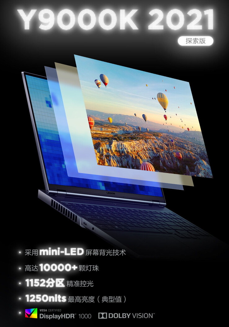 Il Lenovo Legion Y9000K Exploration Edition ha un pannello mini-LED certificato DisplayHDR1000. (Fonte immagine: Lenovo)