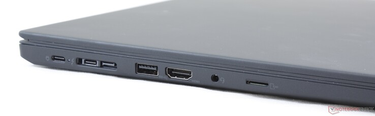 Lato Sinistro: USB Type-C Gen. 1, USB Type-C Gen. 2 + Thunderbolt 3, ThinkPad Dock, HDMI 1.4, 3.5 mm combo audio, lettore MicroSD