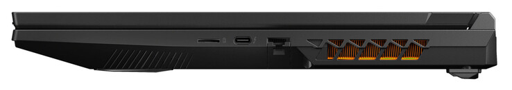 Lato destro: Lettore di schede MicroSD, Thunderbolt 4 (USB-C; DisplayPort), Gigabit Ethernet