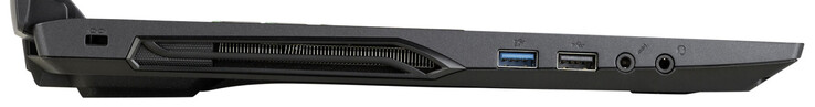 Lato sinistro: Slot per il blocco del cavo, USB 3.2 Gen 1 (Type-A), USB 2.0 (Type-A), ingresso microfono, audio combo