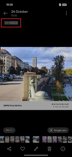 Nella galleria fotografica, le immagini da 50MP sono etichettate come 8K Ultra HD.