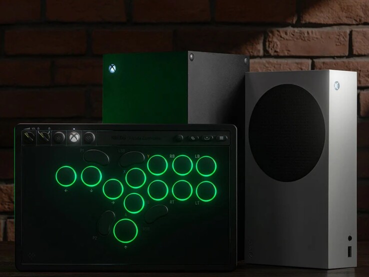 Il nuovo controller Xbox Arcade di 8bitdo con illuminazione dei pulsanti RGB. (Fonte: 8bitdo)