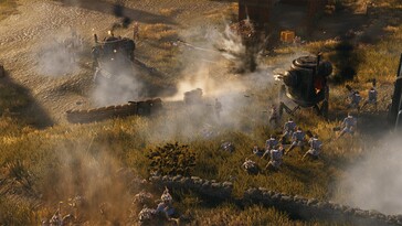 Un'immagine che raffigura una battaglia in Iron Harvest.