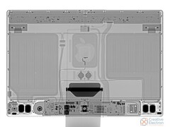 Una radiografia del nuovo iMac, per gentile concessione di iFixit, mostra due massicce piastre di metallo e piccoli interni. (Immagine via iFixit)