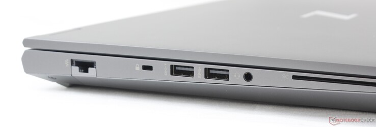 Lato sinistro: Gigabit Ethernet, serratura HP Security, 2x USB-A 3.1 Gen. 1, 3,5 mm combo audio, lettore Smart Card