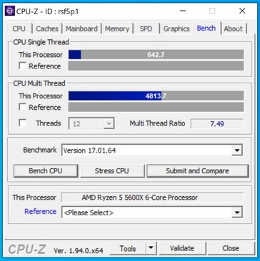 AMD Ryzen 5 5600X CPU-Z single-core test. (Fonte Immagine: @GawroskiT on Twitter)
