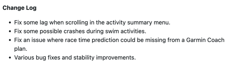 Garmin Forerunner 255 Versione software 27.09 changelog. (Fonte immagine: Garmin)