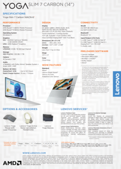 Lenovo Yoga Slim 7 Carbon - Specifiche (Fonte: Lenovo)