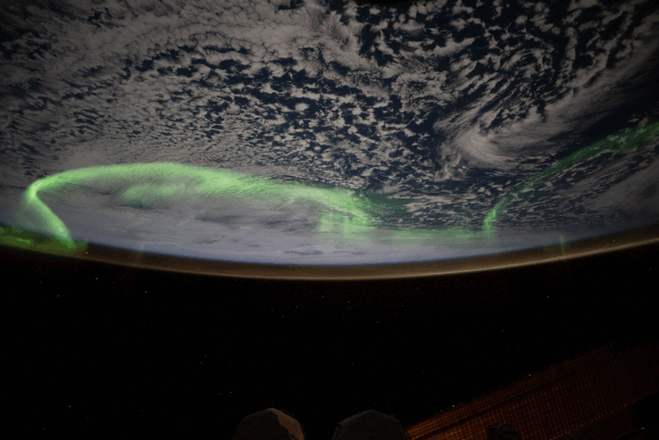 Una foto dell'Aurora Australis dalla ISS (Fonte: Nichole Ayers/NASA)