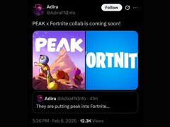 La collaborazione tra Fortnite e Peak, che secondo quanto riferito sarebbe stata divulgata da Cohen tramite l'account Adira X