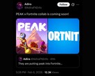 La collaborazione tra Fortnite e Peak, che secondo quanto riferito sarebbe stata divulgata da Cohen tramite l'account Adira X