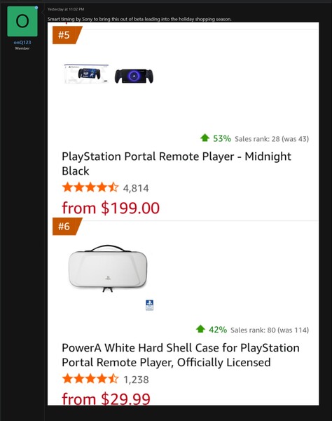 Vendite di PlayStation Portal su Amazon (Fonte immagine: screenshot, forum onQ123@NeoGaf)