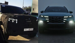 Le foto spia trapelate rivelano l'arrivo di un pick-up Kia di medie dimensioni, mentre la Hyunai Santa Cruz è un popolare pick-up compatto. (Fonte: Cole Marzen su Twitter / Hyundai - modificato)