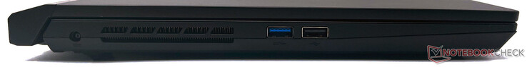 A sinistra: DC-in, USB 3.2 Gen1 Type-A, USB 2.0 Type-A