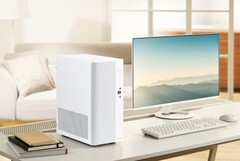 Il mini tower Asus V500 è disponibile nei colori bianco o nero con finiture in legno.