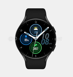 Il render di Galaxy Watch Active 4 sovrapposto a un quadrante dell&#039;orologio. (Fonte immagine: @heyitsyogesh)