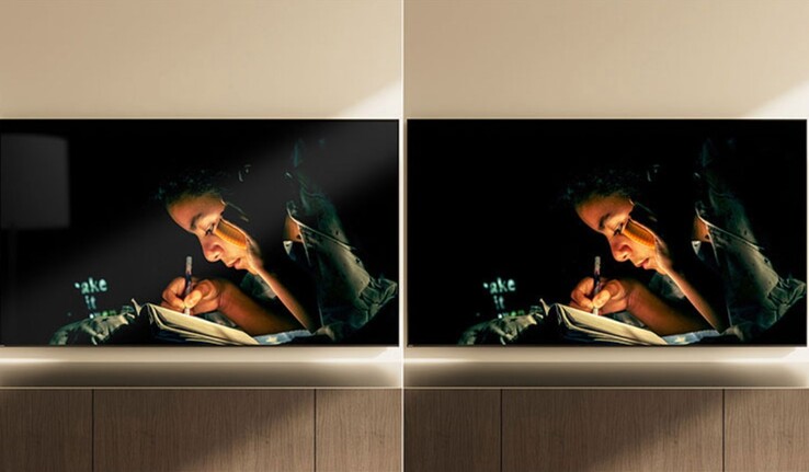 Esempio illustrativo della pellicola antiriflesso e antiriflesso Immersive Black Screen Pro (R) utilizzata sui televisori Bravia 9 II HDTV.