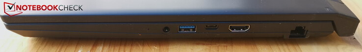 Destra: cuffie, USB-A 3.0, USB-C 3.0 con DP, HDMI 2.1, LAN